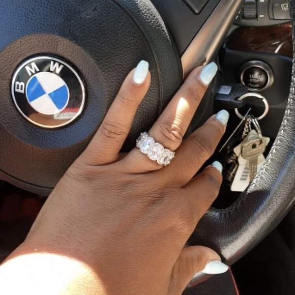 Oval Cut Halo Diamond Pink Wedding Band Eternity - Picture 12 of 16